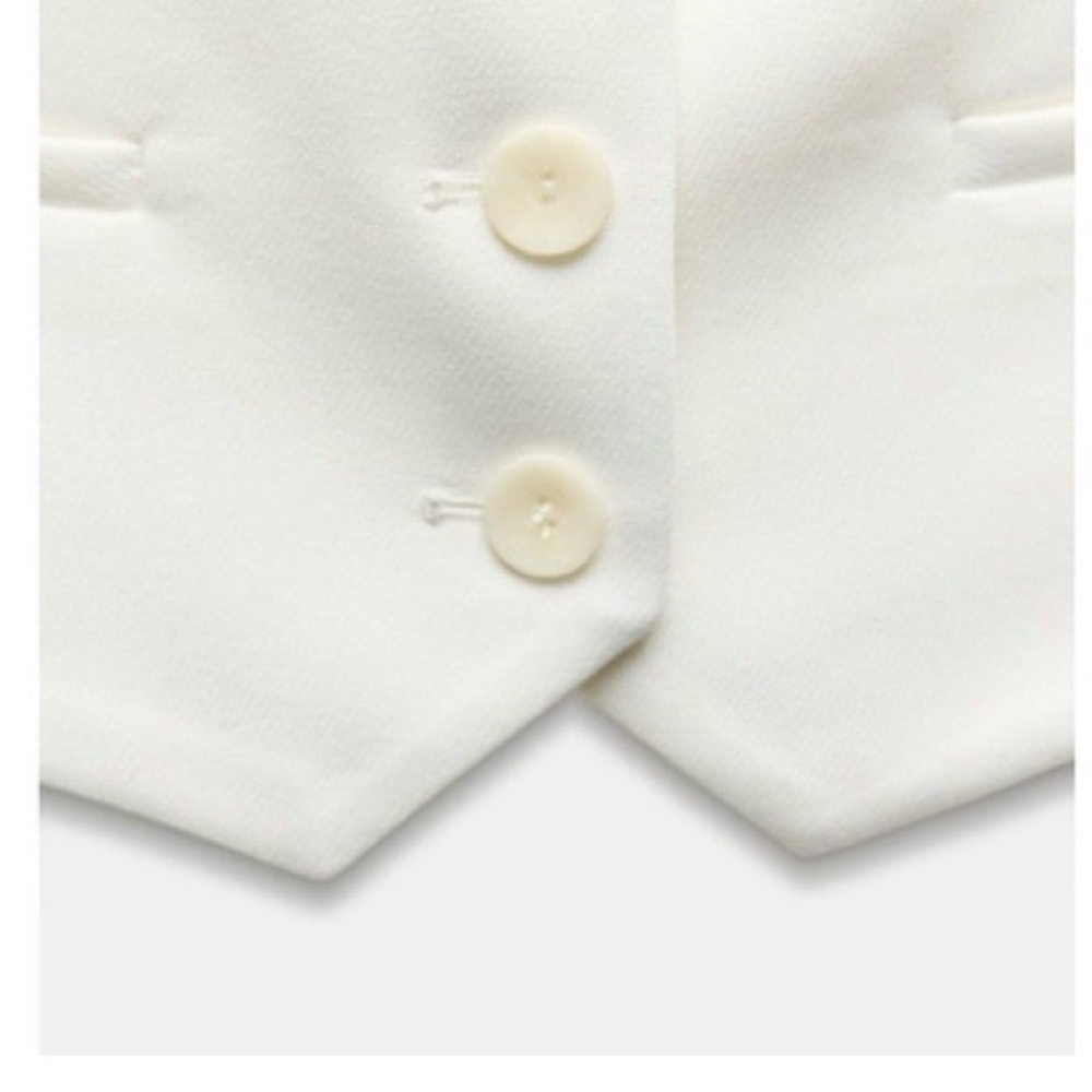 Zara White Tailored V-Neck Button Vest - Picture 3 of 3